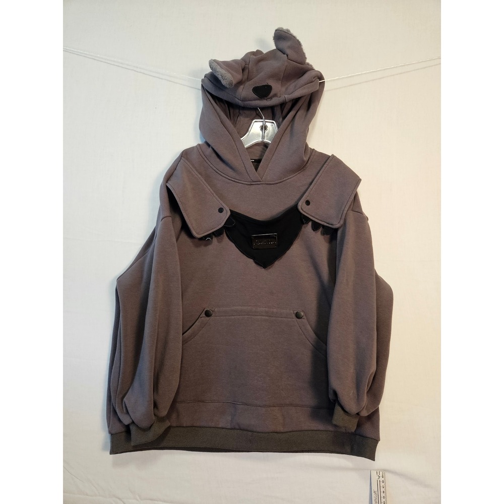 Pink Savior Bear Ear Oversized Hoodie Mauve Brown Harajuku Streetwear Large